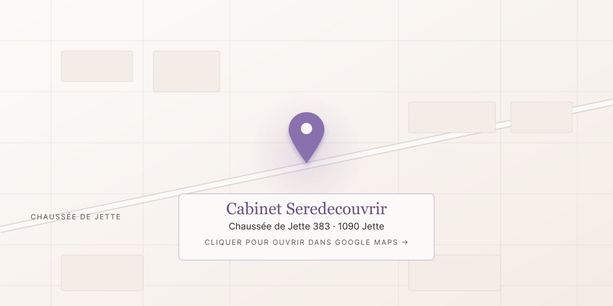 Carte du cabinet Seredecouvrir, Chaussée de Jette 383, 1090 Jette, Bruxelles